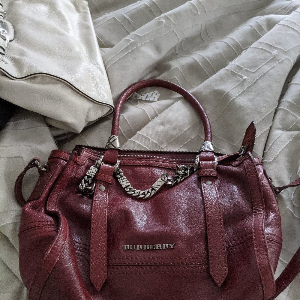 Burberry burgundy purse with strap